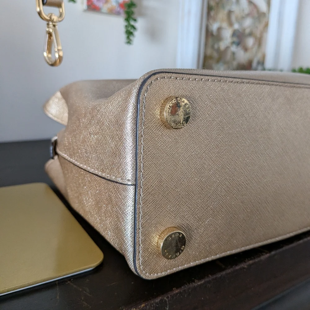 Michael Kors Savannah Metallic Saffiano Leather Satchel NEW - Picture 9 of 16